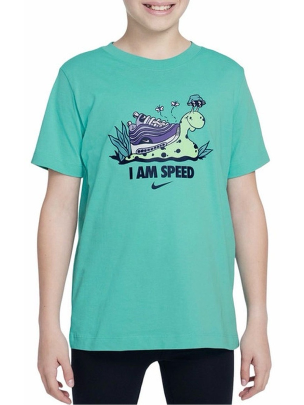 Nike KIDS “I Am Speed” Snail Tee Shirt T-Shirt Size Large Green Frost